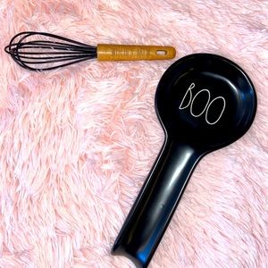 Rae Dunn BOO Spoon Rest & WITCHES BREW Mini Whisk Bundle